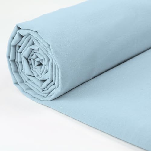 A-Express 100 % bomullstyg - 60 tum 150 cm brett - vanligt bomullstyg per meter - perfekt för quiltning, sömnad, klädtillverkning, gardinfoder, tygkassar, sängkläder, örngott - ljusblå 2 meter