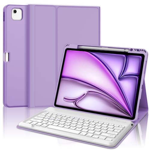 FOGARI Teclado para iPad Air 13 M2/M3/M4 2024/2025/2026 | Funda para iPad Air 13 2024/2025/2026 Español Ñ Teclado Bluetooth Magnético Desmontable para Air 13 M2/M3/M4, Púrpura Claro