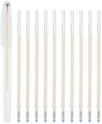 PATIKIL 10Pcs Erasable Gel Pens Refills, 1mm Heat Erasable Pens for Fabric Disappearing Ink Fabric Marking Pen for Sewing Quilting Planner Writing, Beige Ink