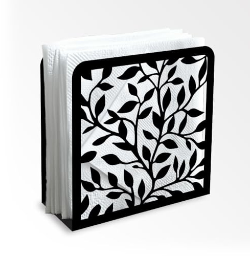 Dekorativer Serviettenhalter Aus Schwarzem Metall Blättern Und Zweigen Für Den Tisch Serviettenhalter Stehend 12 x 12 x 5cm Zuhause Küche Restaurant Picknick Party Kaffeebar