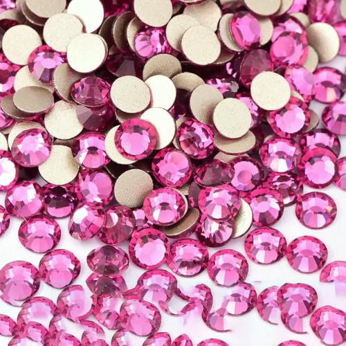 SS4-SS30 Glaskristall-Strasssteine ohne Hotfix, Gold, flache Rückseite, Dekor, Glitzersteine, Nagelkunst-Zubehör, DIY-Dekoration, p30 Fuchsia, SS30, 288 Stück, 1
