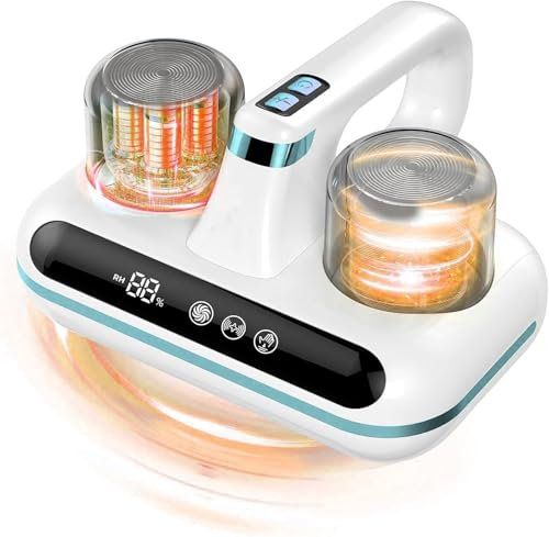 Aspirapolvere senza fili con sensore acaro della polvere e indicatore LED intelligente, 1000 W, con luce UV, per persone allergiche, rimuove il 99,9% degli allergeni, per materassi, divani, 2 elementi