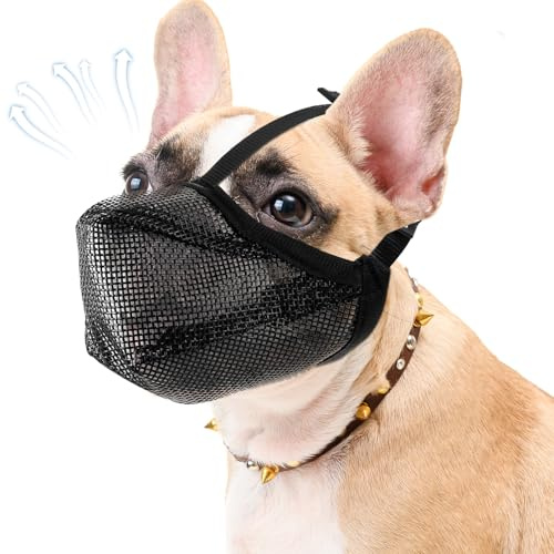 Maulkorb für Große Hunde, Verstellbare Atmungsaktive Haustier Maske Maulkorb Kleine Hunde mit Klettverschluss, für Kleine Mittlere große Hundetraining (S) (S)