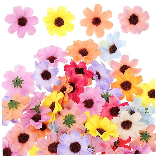 Artibetter 50 Stück Künstliche Daisy Blütenköpfe DIY Kunstblumen für Hochzeitsdekoration und Bastelprojekte Zufälligen Farben für Romantische Arrangements und Foto Requisiten