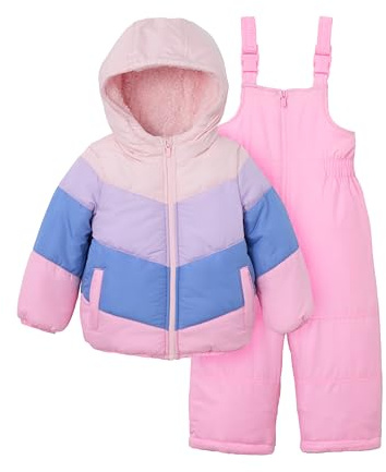 Carter's Girls' Snowbows 2-Piece Snow Set Winter Jacket and Snow Bib, Pink Purple, 4