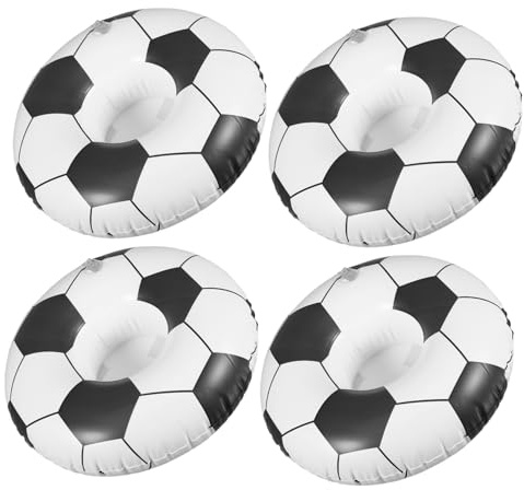 Hemobllo 4piezas Portavasos Inflables De PVC para Playa Posavasos Flotantes Diseño De Fútbol para Bebidas Piscina