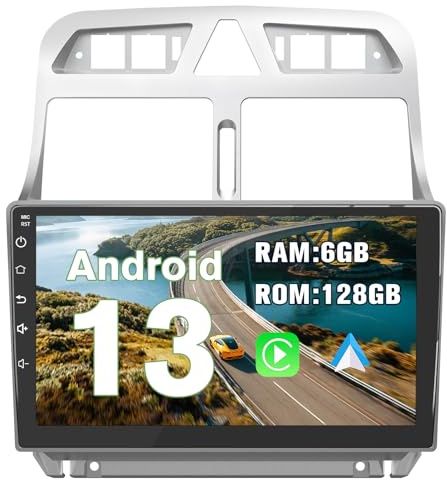 AWESAFE Android 13 [6GB+128GB] Radio Coche para Peugeot 307 SW CC 2002-2013 con Carplay Inalámbrico/Android Auto, 9 Pulgadas Pantalla Táctil con WiFi/GPS/FM/RDS/DSP,Apoyo Mandos Volante,Aparcamiento