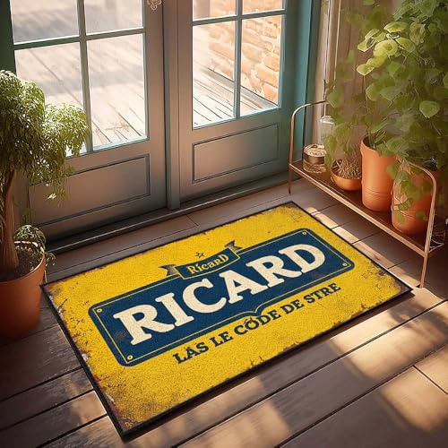 Paillasson d'extérieur Ricard : le code de la force à chaque gorgée - Paillasson d'hiver - Tapis de bienvenue pour porche (50 x 80 cm)