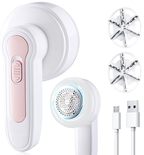 Fusselrasierer Elektrisch, Fusselentferner Fuselrasier 3 Klingen, USB Wiederaufladbar Tragbarer Flusenrasierer Fabric Shaver Pilling Wollrasierer Entfussler für Verschiedene Stoffe, Kleidung, Teppich