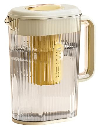 Jarra para servir agua, 2 L, resistente al calor, contenedor de bebidas de triturado, jarra transparente resistente infusionada, café, leche, sangría, cóctel, ponche de agua para té, de