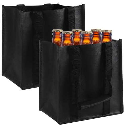 Rbleote 2 Stück Bierträger Flaschentasche 6 Flaschen Flaschentasche Mit Klettverschluss Flaschenträger Mit 6 Fächern Tragetasche Für Wasser Wein Und Bier Schwarz