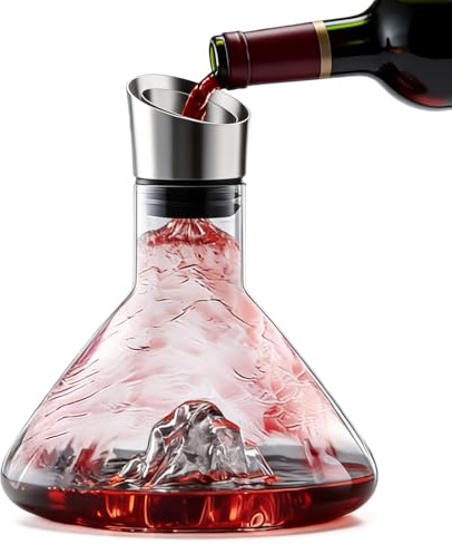 Behogan Decantador de vino: decantador de vino de cristal de 1500 ml, jarra de vino con aireador y filtro, decantador sin goteo, decantador con incorporado para el hogar y los invitados
