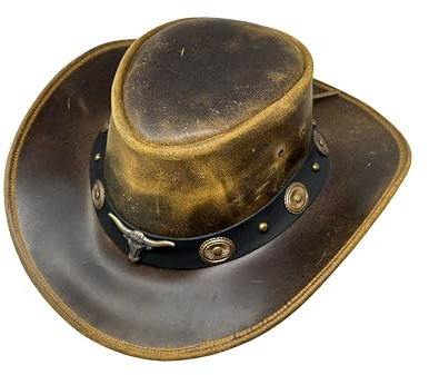 Albsales Lederhut Western Cowboy – Outdoor Hut Reiten, Wandern & Abenteuer Burnt Oak