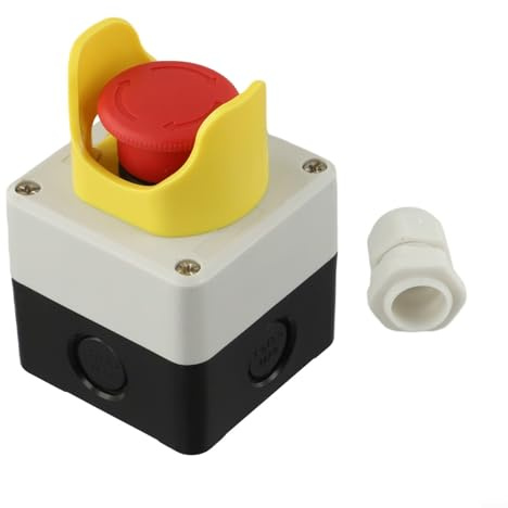 Druckknopfschalter Station, E-Stop Roter Pilz Selbstsichernder Stoppschalter mit Box, IP65 Wasserdichtes ABS-Gehäuse, AC220V 10A