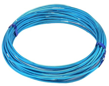 Aluminiumtråd anodiserad aluminiumtråd 10–18 gauge för smycken, hantverk, pärlor, blommor och (Lake Blue, 2,0 mm x 5 meter)
