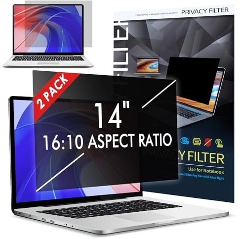 LAMA [2 PACK 14 Inch Universal Laptop Privacy Screen Filter for 14 Laptop Monitor (16:10), Anti-Blue Light/Anti-Glare/UV Privacy 14 Screen Protector (WxH: 301 * 188mm), Protect Eye & Information