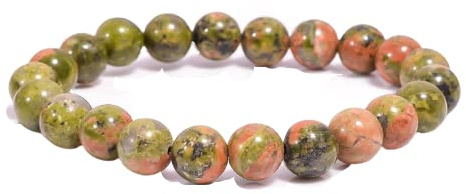 Naturligt Unakite Bead Armband Äkta ädelstensarmband, skydd lindrar present till män och kvinnor mode