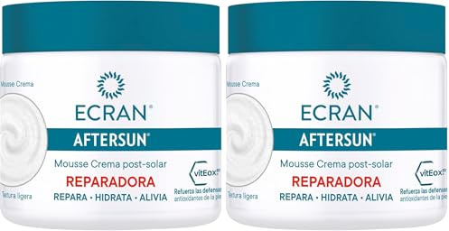 Ecran Aftersun - Aftersun en Textura Mousse Crema, Calma, Alivia y Repara la Piel, Textura Ligera y Cremosa, Máximo Frescor, Fórmula con VitEox 80-350 ml (Paquete de 2)