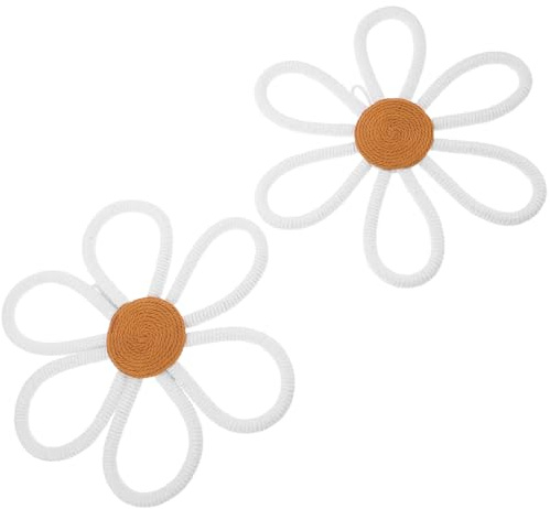 BESPORTBLE Decorazione Murale Boho Margherite in Macramè 25 CM Set 2 Pezzi Ciondolo da Parete Intrecciato a Mano per Cameretta Decorazione Floreale per Mensole e Pareti
