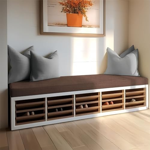 JIAFANG Bierbankauflage Gepolstert 40 x 180 cm Unterseite Antirutsch Sitzpolster Waschbar Abnehmbar für Banke Kissen Kissenauflage for Küchenbank Gardenbank Essbank, braun