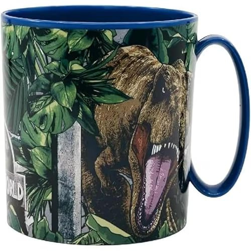 ILS I LOVE SHOPPING Tazza Bicchiere in plastica 350ml per Microonde con manico Bambini colazione BPA-free per JURASSIC WORLD