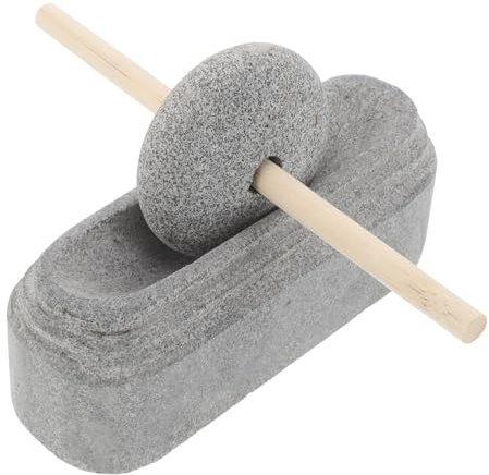 TOYANDONA Mortier et Pilon en Pierre Naturelle 15 Cm, Bol à Épices Manuel Silencieux, Meule à Grains pour Broyage de Plantes Médicinales, Ustensile Polyvalent la Cuisine Traditionnelle,