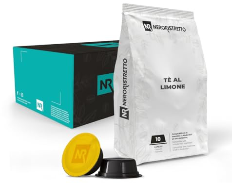 NERORISTRETTO Tè al Limone 50 Capsule Compatibili Lavazza®* A Modo Mio®* | Tè Nero con Scorza di Limone, Vegano, 5 Confezioni da 10, Macchine ad Uso Domestico, Dosaggio Consigliato 40 ml