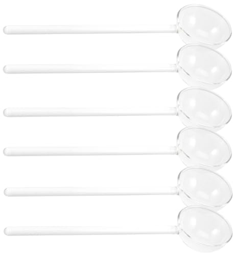 OSALADI 6 Stück pack Hitzebeständige Transparente Glaslöffel mit Langem Griff Geschmacksneutraler Teelöffel für Eiscreme Kaffee und Desserts Robustes Küchenbesteck für Tee und Espresso