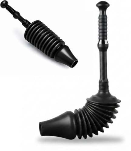 Heavy Duty Toilet Plunger Toilet Drain Unblocker Cleaner Pump Plunger Ideal for Kitchens Bathrooms Sinks Bowls Baths Waste Pipes Flexible Rubber Head for Fast Unblocking (Pack of 1)