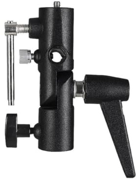 Soporte Tipo H para Flash Base Metálica de Conexión | Negro, Plástico y Metal, Tornillos 1/4 y 3/8, Uso en Fotografía, Alta Carga y Efecto Amortiguador