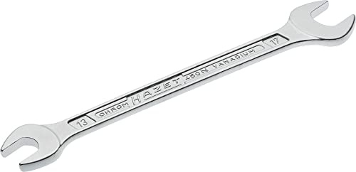 Llave fija doble HAZET 450N-13X17 cromada I posición de la mordaza: 15 grados, salida: perfil hexagonal exterior, ancho de la llave: 13 x 17 mm I eje con perfil en T doble HAZET extra robusto