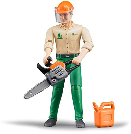 bruder 60030 - Forstarbeiter mit Zubehör - 1:16 Spielzeugfigur, bworld, Waldarbeiter, Förster, Jäger, Holztransporter, Landwirt, Bauernhof, Mensch