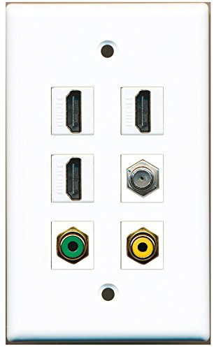 Riteav – 3 porta HDMI 1 RCA giallo 1 porte verde 1 porte RCA coassiale cavo tv- F-Type parete piastra