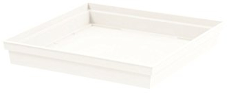 EDA - Soucoupe Carrée TOSCANE 32,6 cm - pour Pots de Fleur Carrés Toscane réf 13627 - 13628 - 13635 et 13639 - 32,6 x 32,6 x H.4,9 cm - Blanc, lot de 3