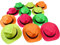 NOVELTY PLACE Sombreros de fiesta de plástico Fedora de neón con estrellas de fiesta, estilo gángster y luz negra UV, para niños y adultos (paquete de 24)
