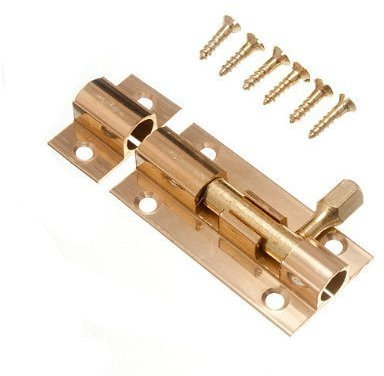 Röhrenförmiger Türriegel mit Schiebeschloss 50 mm lang aus Messing mit Schrauben, Einzelpackung