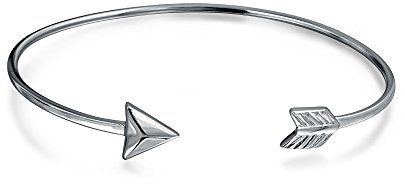 Bling Jewelry Zartes minimalistisches dünnes stapelbares Cupids Pfeilspitzen Armreif Manschettenarmband für Frauen Teenager .925 Sterling Silber