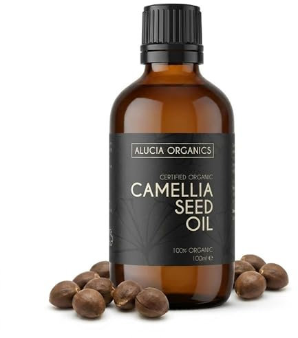 Alucia Organics Huile de graines de camélia certifiée biologique – Pure, naturelle, pressée à froid, végétalienne, sans cruauté envers les animaux, pour la peau, le visage (100ml)