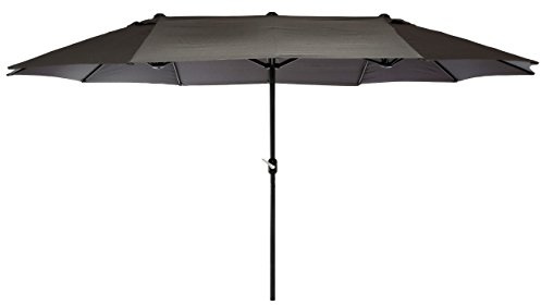 Nexos Trading Doppelsonnenschirm Sonnenschirm XXL mit Kurbel anthrazit 4,50m Polyester Stahl Terrasse Garten Pool Oval-Schirm Marktschirm