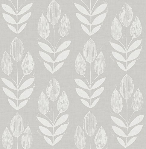 Chesapeake 3115-24473 Garland Block Tulip Wallpaper, Dove