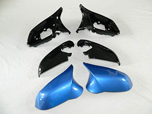 CaCsP Estorilblau Spiegelkappen Spiegel Upgrade Rückspiegel Außenspiegel Spiegelblenden Kit Cover Mirror Replacements kompatibel mit BMW F20 F21 F23 F22 F30 F35 F31 F34 F33 F32 F36 X1 E84 M2 F87
