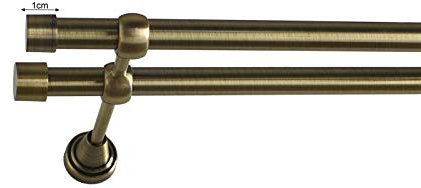 Sento 19/19mm Metall Gardinenstange Vorhangstange 2-läufig Messing Antik Classic Zoya 320 cm