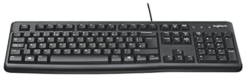 Logitech K120 Keyboard for Education avec Protection en Silicone, Clavier Filaire pour Windows, USB Plug-and-Play, Pleine Taille, résistant aux éclaboussures, PC, AZERTY France - Noir