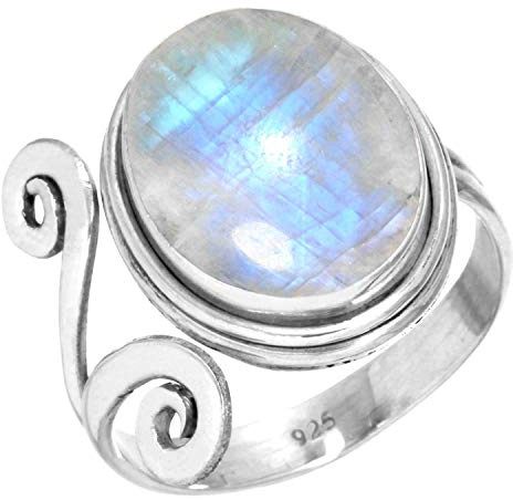 Jeweloporium Achat, Perle, Rosenquarz, Granat, ovaler handgefertigter Ring, echter 925er Sterlingsilber, Boho-Schmuck mit natürlichem Edelstein für Frauen