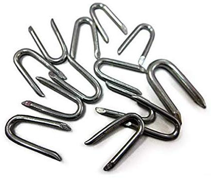 Galvanised U Nails - Presser Point Staples Fencing Post Wire Mesh 20/25/30/40/50mm - Carbon Steel (20, 20mm x 2.0mm)