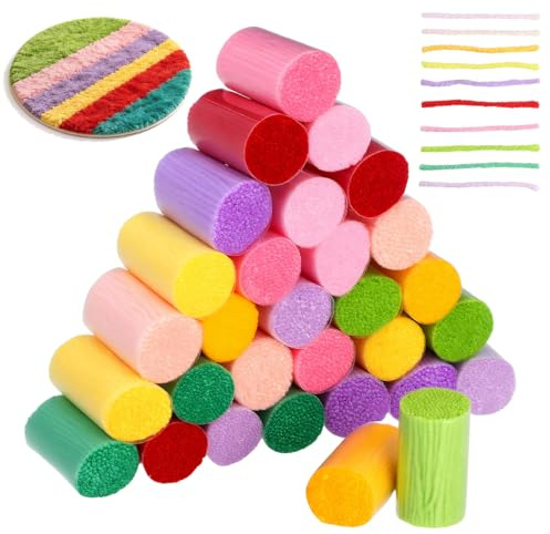 EXCEART 30 Farben Knüpfwolle Acrylgarn Für Teppich Knüpfen Und Diy Handarbeiten Buntes Latch Hook Garn Für Knüpfteppiche Kissen Decken Und Kreative Heimdekoration