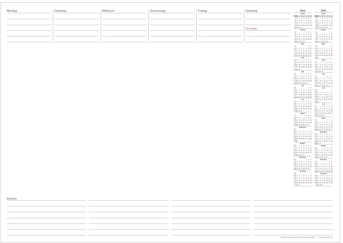 PuK Krämmer GmbH Papier-Schreibtischunterlage mit 2-Jahres-Kalender 2026/2027 | DIN A2 | 25 Blatt zum Abreißen | inkl. Wochenplan und Notizen