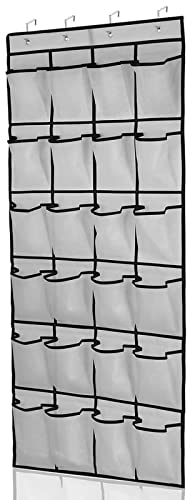 Organizer über der Tür für Schuhe, Hängend Aufbewahrungstasche mit 24 Taschen, Multifunktionale Hängeorganizer, Schuhaufbewahrung Hängend für Schlafzimmer Wohnzimmer Badezimmer, Weiß