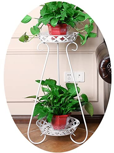 YNSHOP Mehrschichtiger Pflanzenständer Balkoneisen-Blumentopfständer Innenregal Für Grünpflanzen Bürodekorationsregal (Color : Weiß, Size : 78cm)