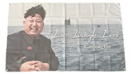 Stormflag Kim Jong Un Flagge 90cmx150cm Kim Jong Un Live Laugh Love Fahne 3x5ft Polyester 90g mit Ösen mit Doppelnadel genäht.